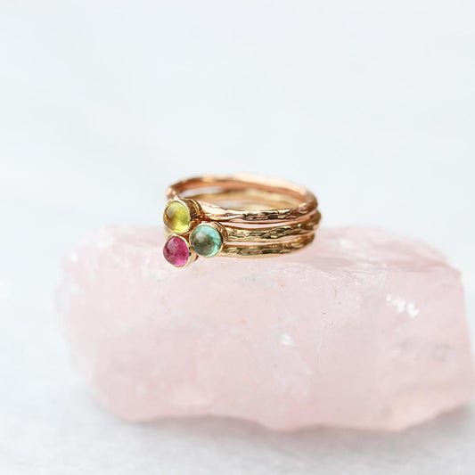 Stackable Tourmaline Rings, 14k rg and yg, $780 each