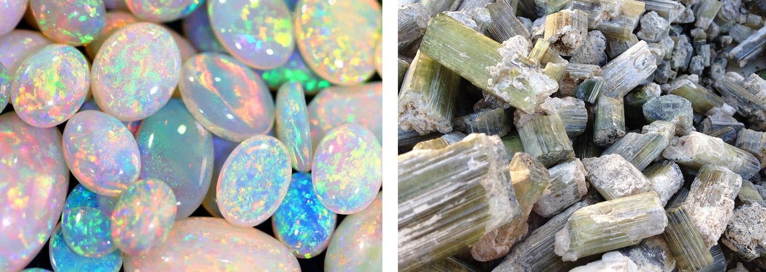 october birthstone jewellery - opal jewellery, tourmaline jewellery