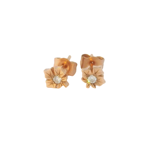 Rose Gold & Diamond Maple Leaf Studs