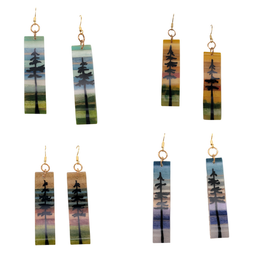 Watercolour Tree Earrings (Multiple Colours)