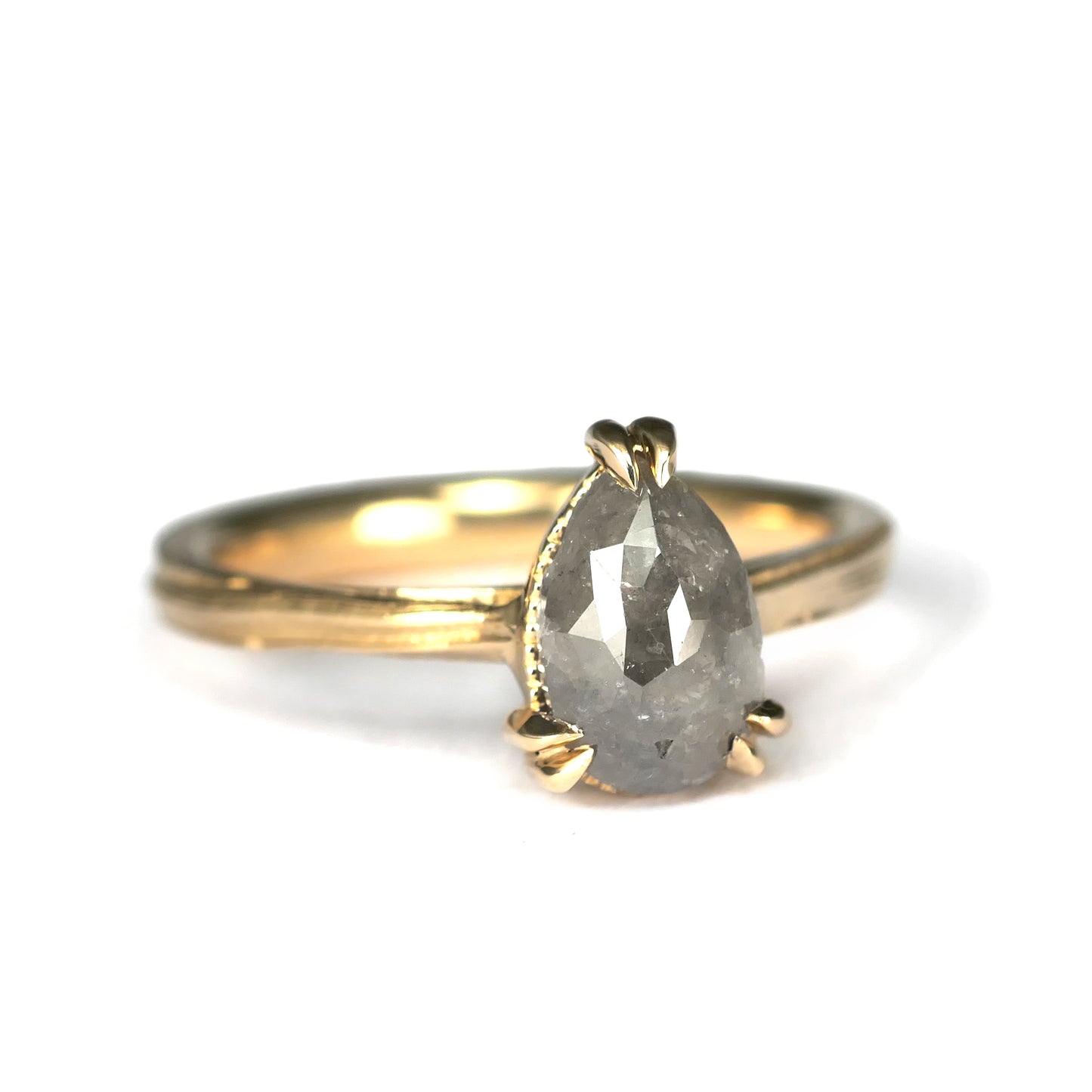 Grey Pear Rosecut Diamond Mitsuro Solitaire