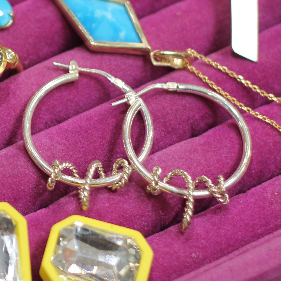 Silver Ribbon Hoops