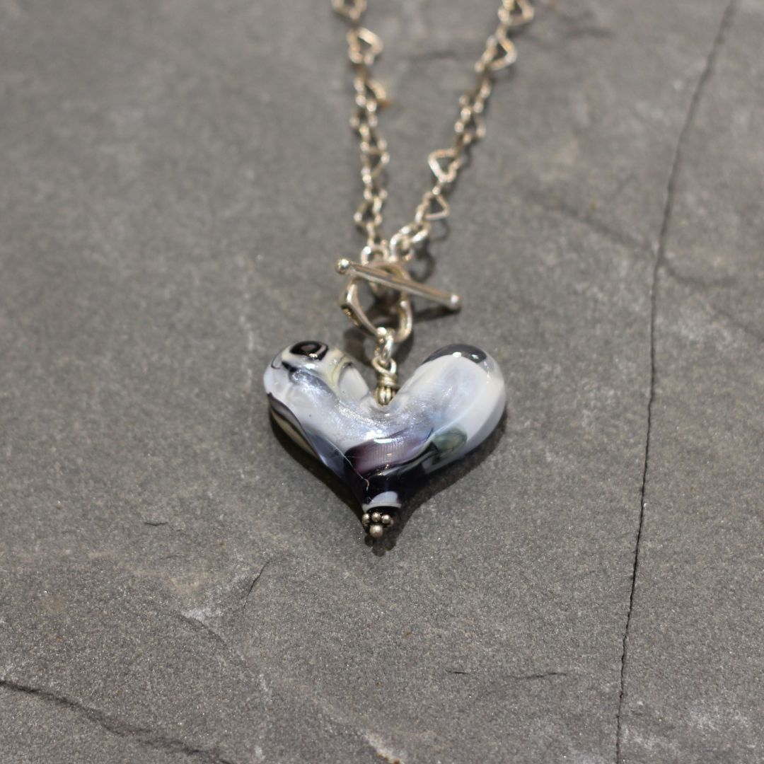 Handmade Large Glass Heart Necklace