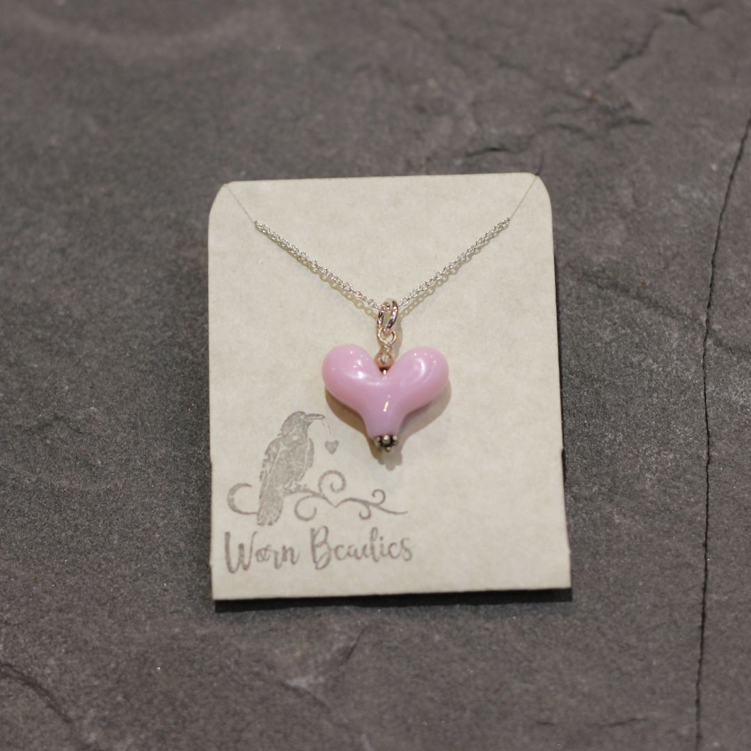 Handmade Mini Glass Heart Necklace