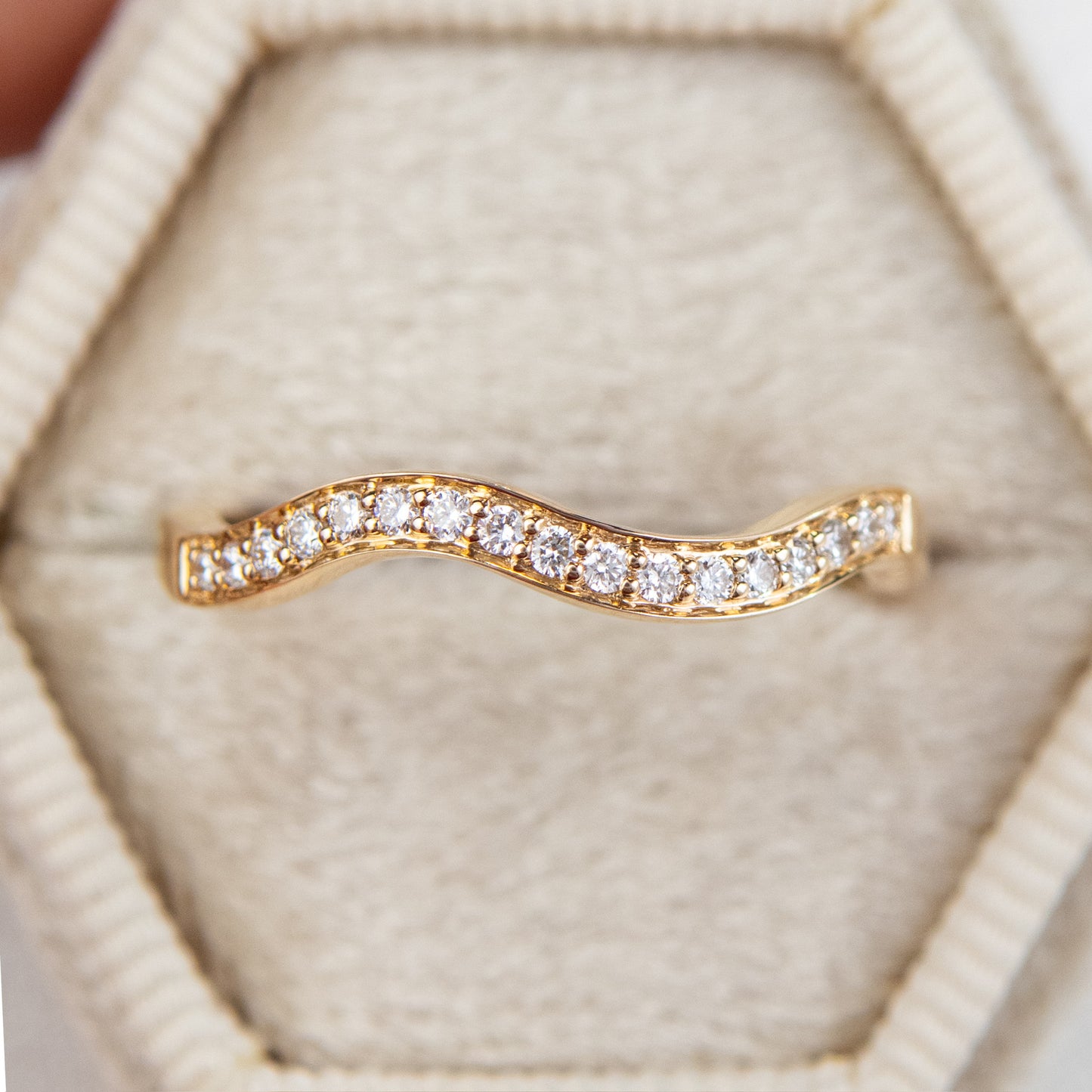 Costa - Diamond Pave Wave Contour Wedding Band