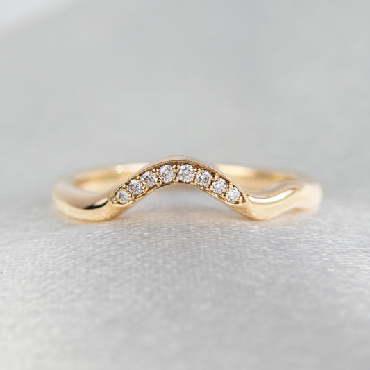 Andrea - Diamond Pave Contour Wedding Band