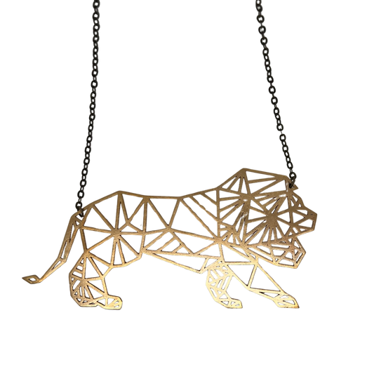 Large Geometric Lion Pendant