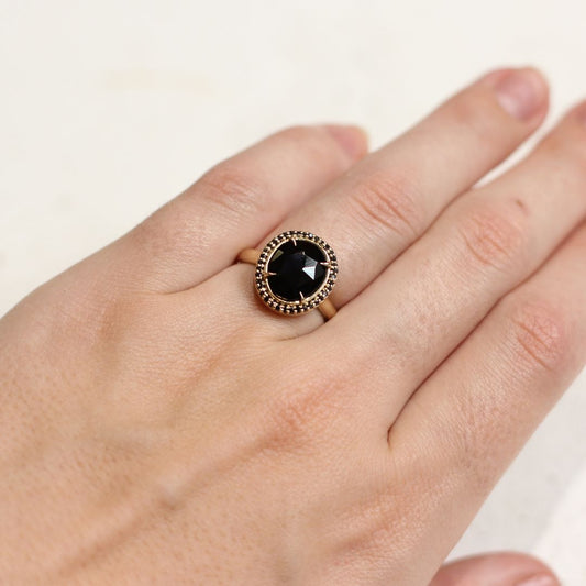 Black Spinel Engagement Ring