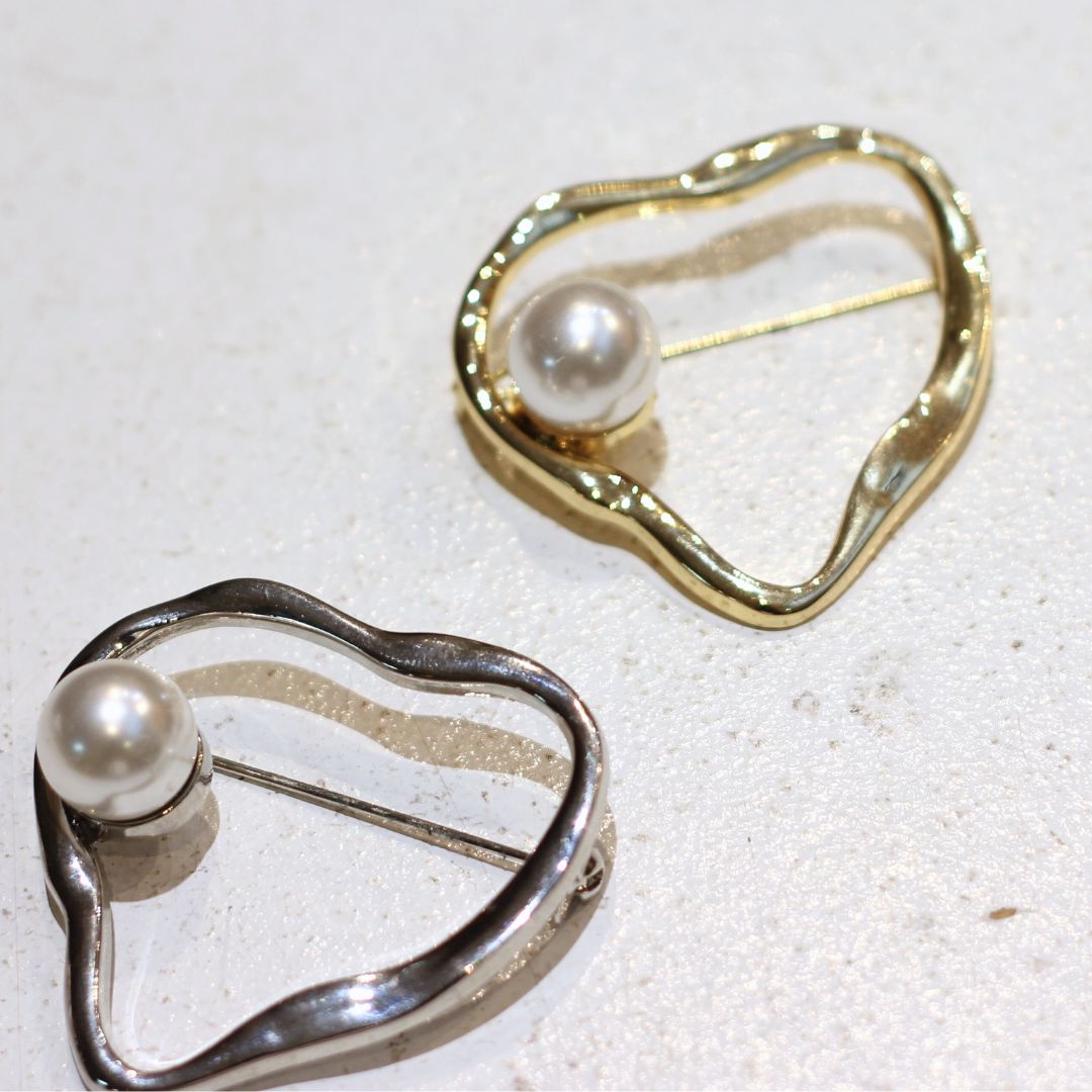 Abstract Pearl Brooch