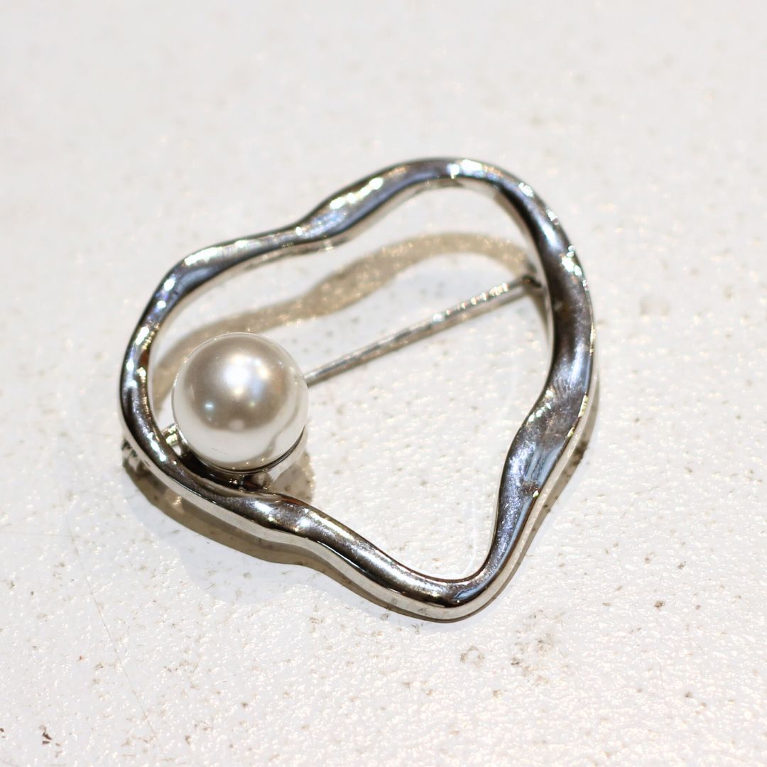 Abstract Pearl Brooch