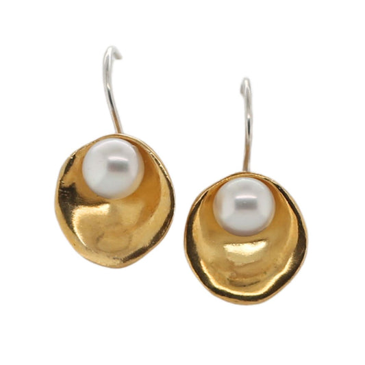 Golden Pearl Oyster Earrings