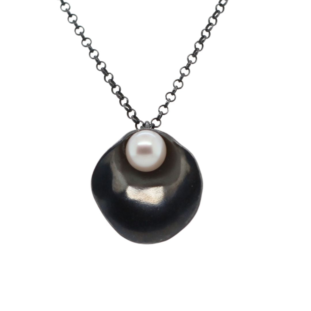 Oxidized Pearl Oyster Necklace