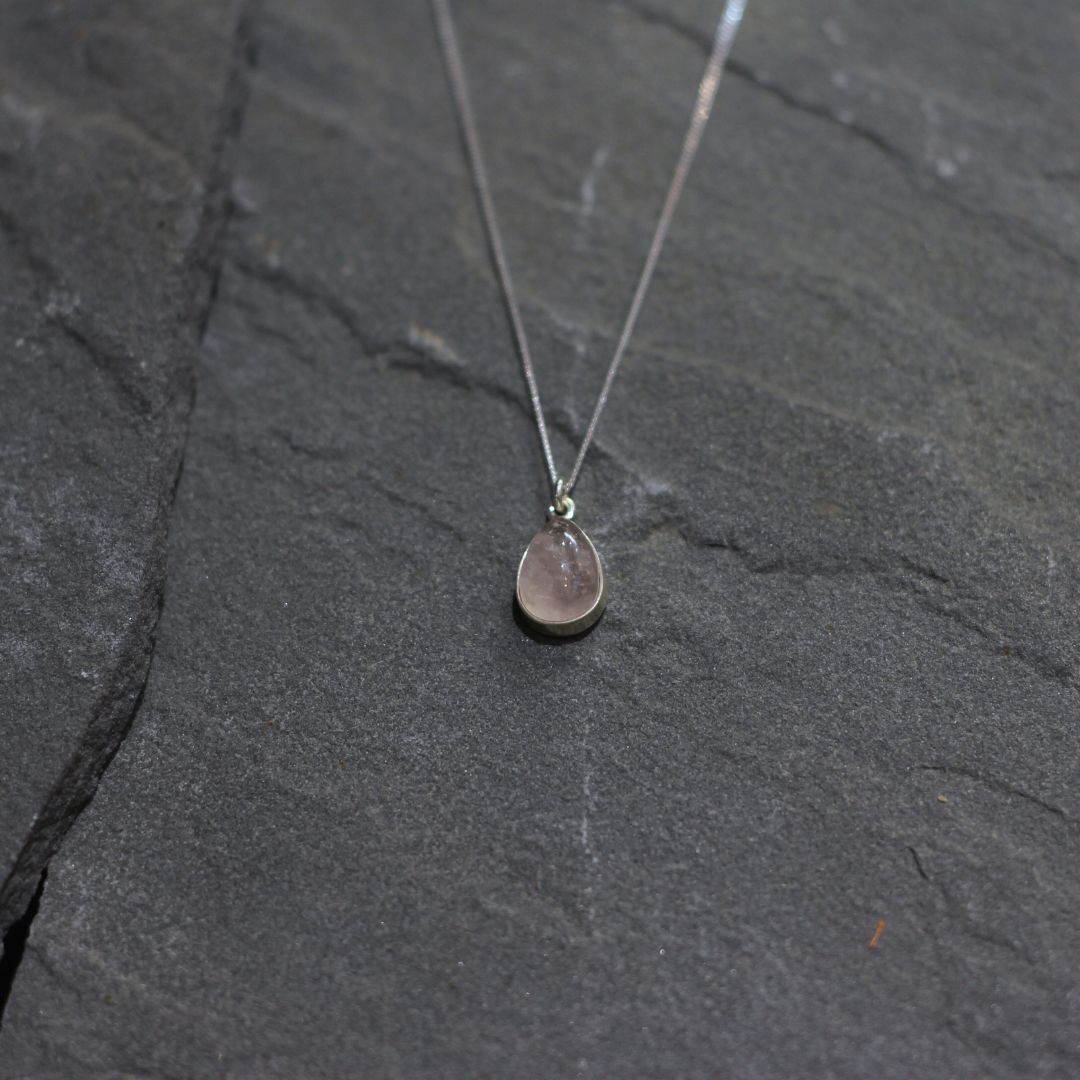 Pear Shaped Rose Quartz Necklace