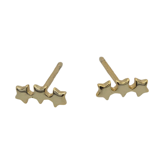 Gold Triple Star Earrings