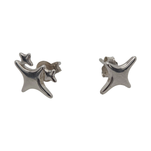 Small Silver Star Sparkle Studs