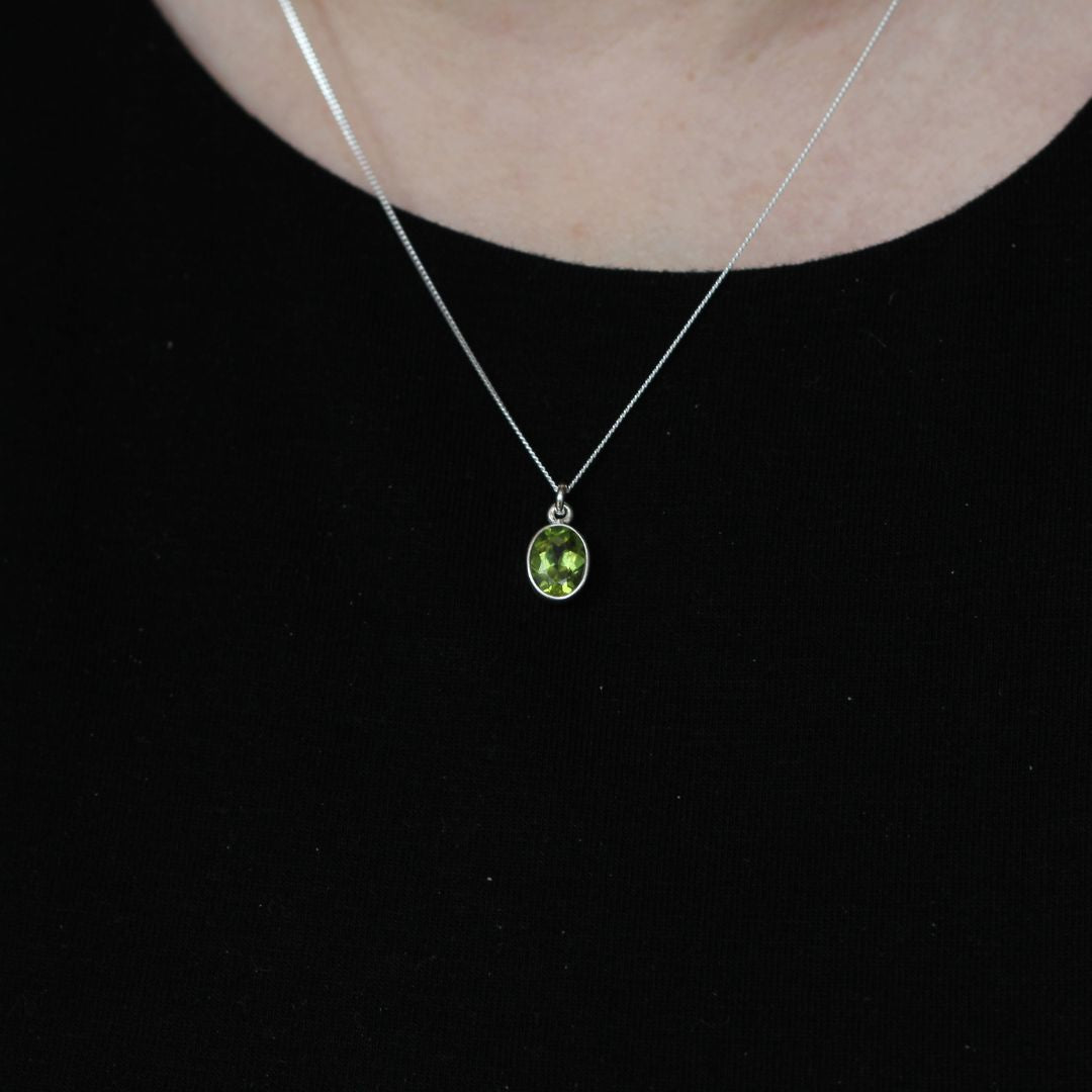 Small Oval Peridot Necklace