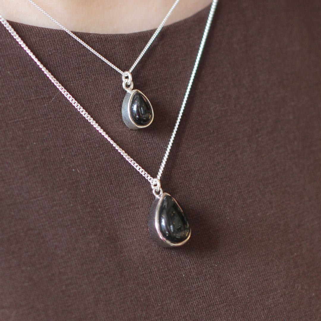 Large Pear Shaped Onyx Necklace