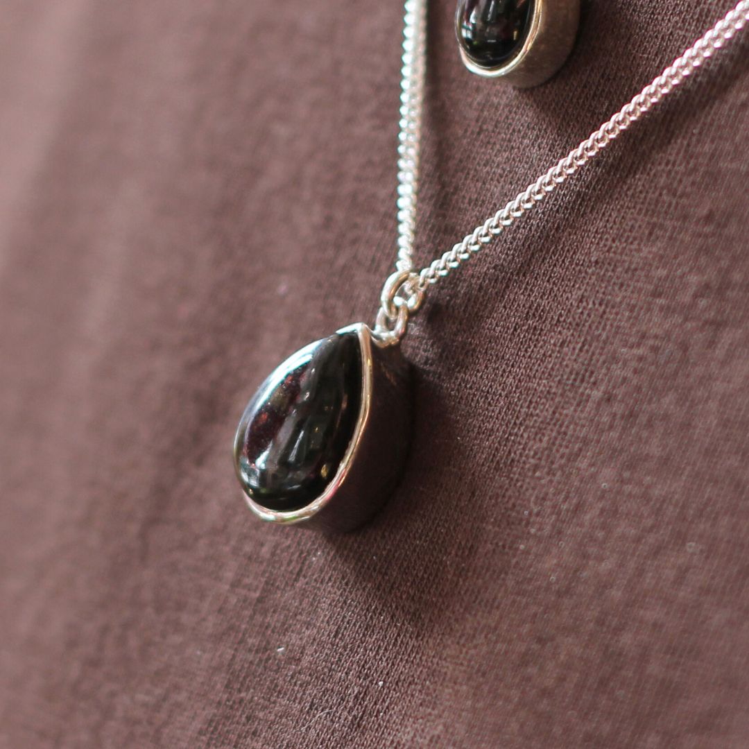 Large Pear Shaped Onyx Necklace