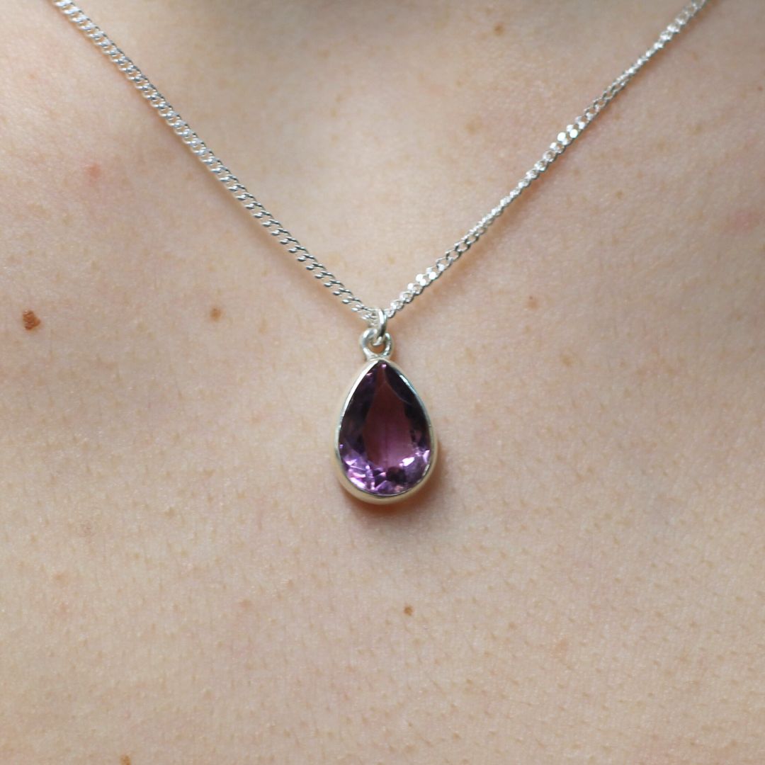 Large Pear Shaped Amethyst Necklace