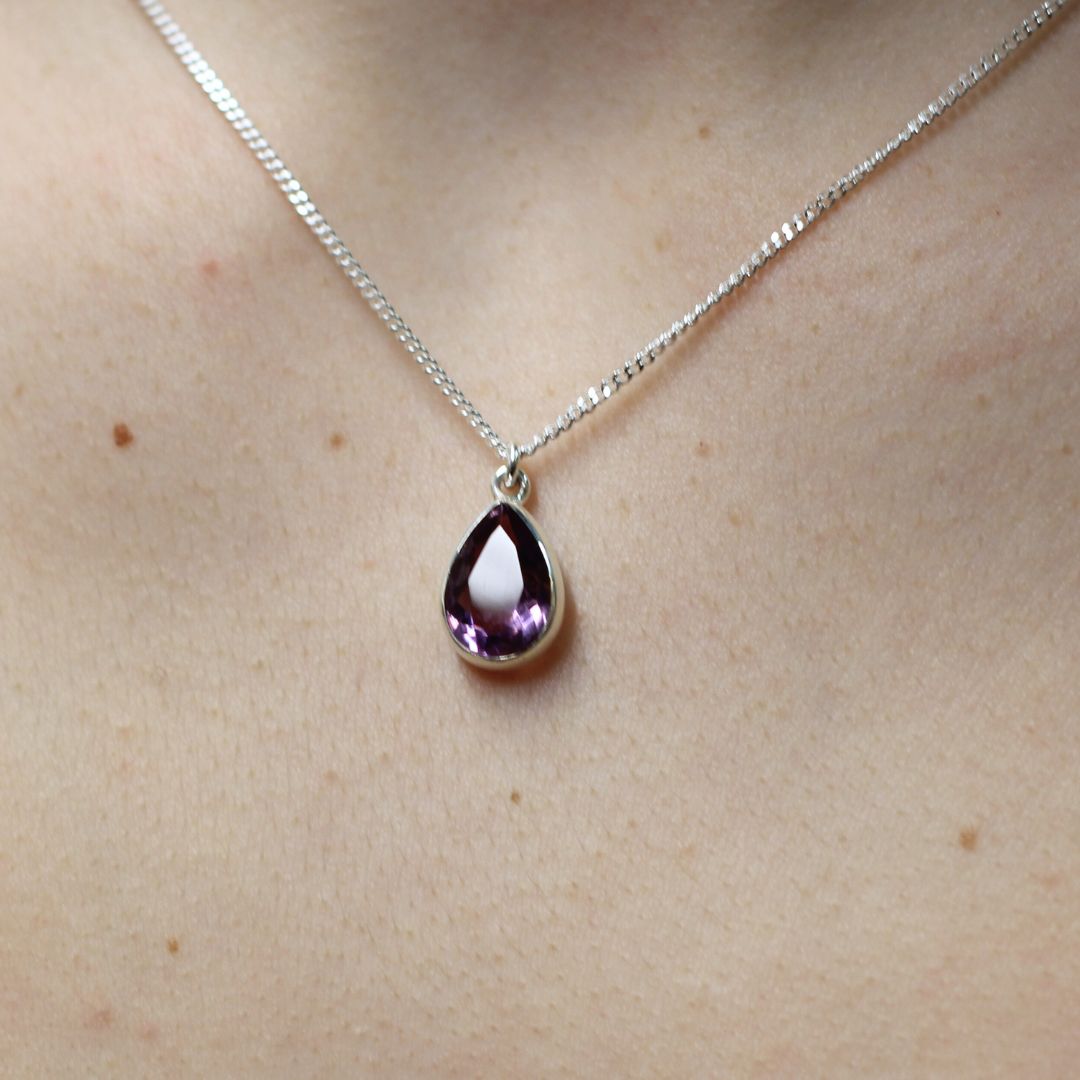 Large Pear Shaped Amethyst Necklace