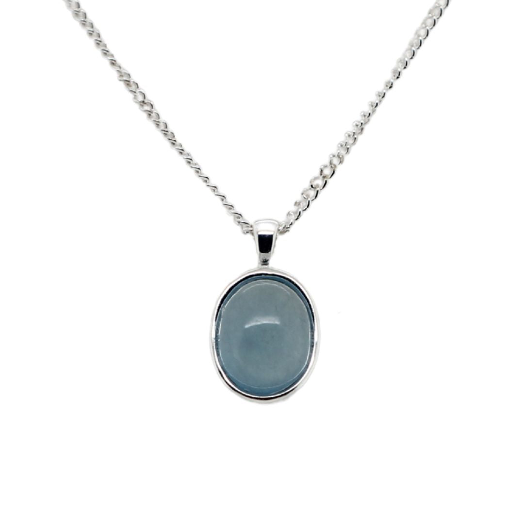 Silver Bezel Aquamarine Necklace