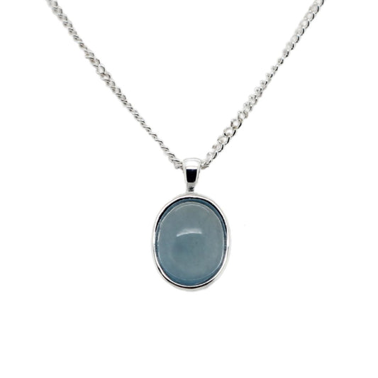 Silver Bezel Aquamarine Necklace