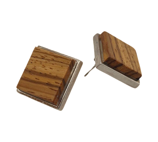 Square Zebrawood Studs