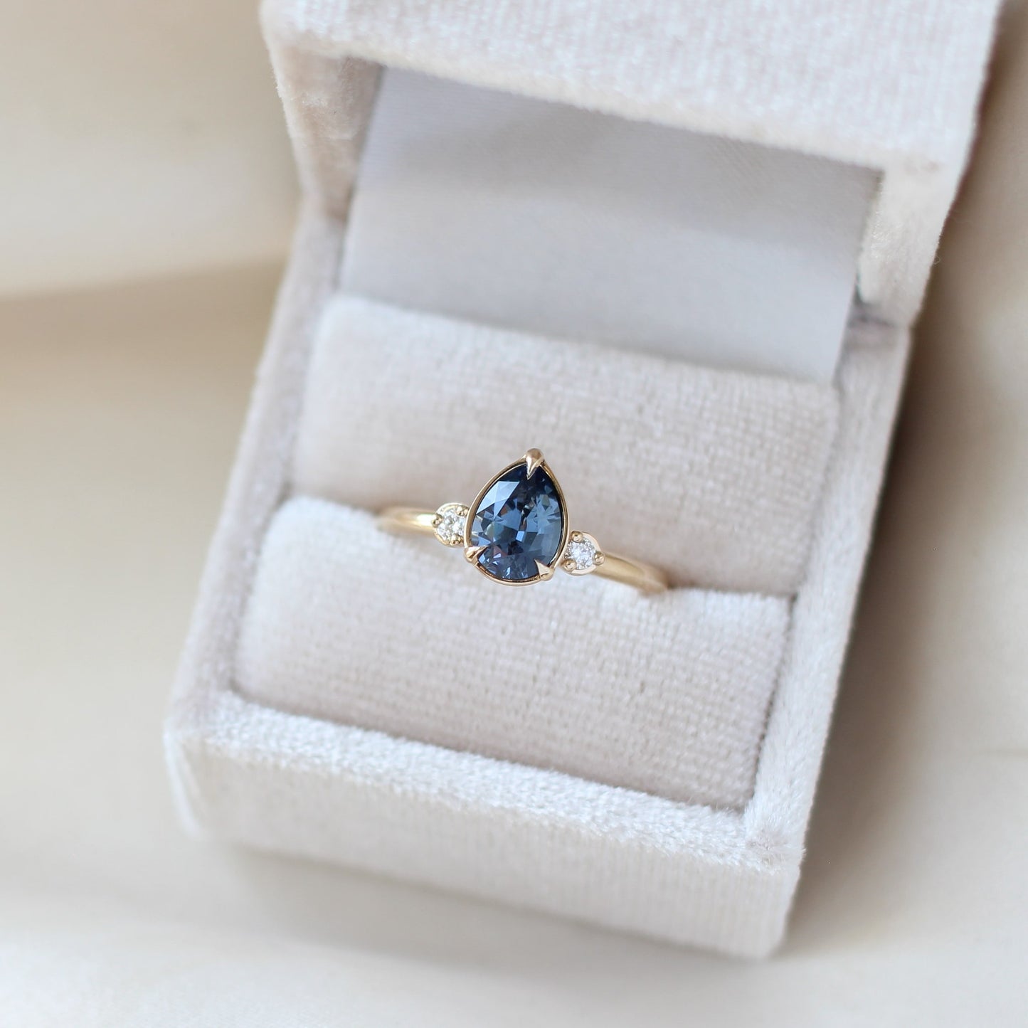 Lagoon - Blue Sapphire Pear Diamond Ring