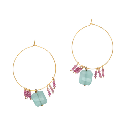 Chalcedony Tourmaline Hoops