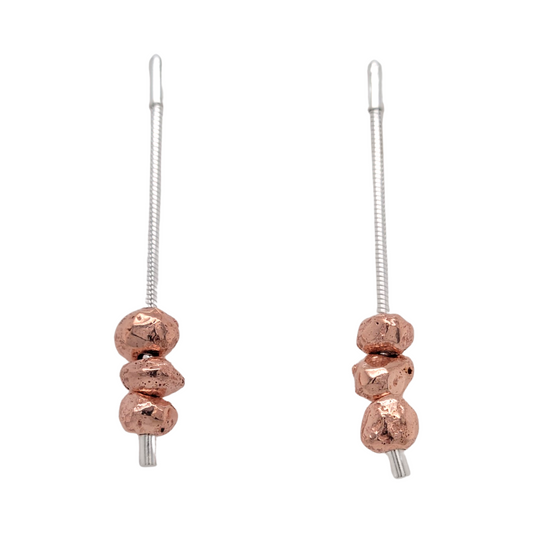 Long Copper Ball Earrings