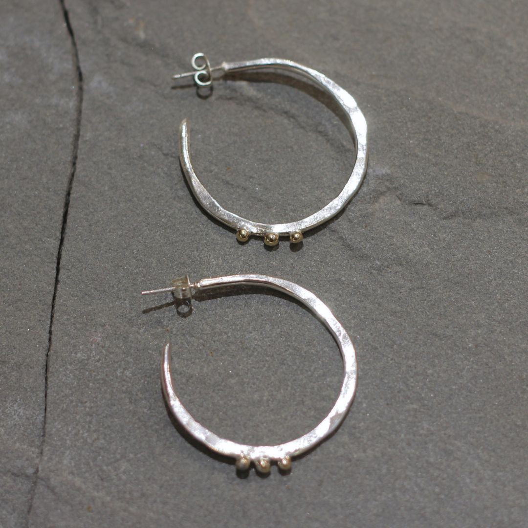 Silver & Gold dot Hoops