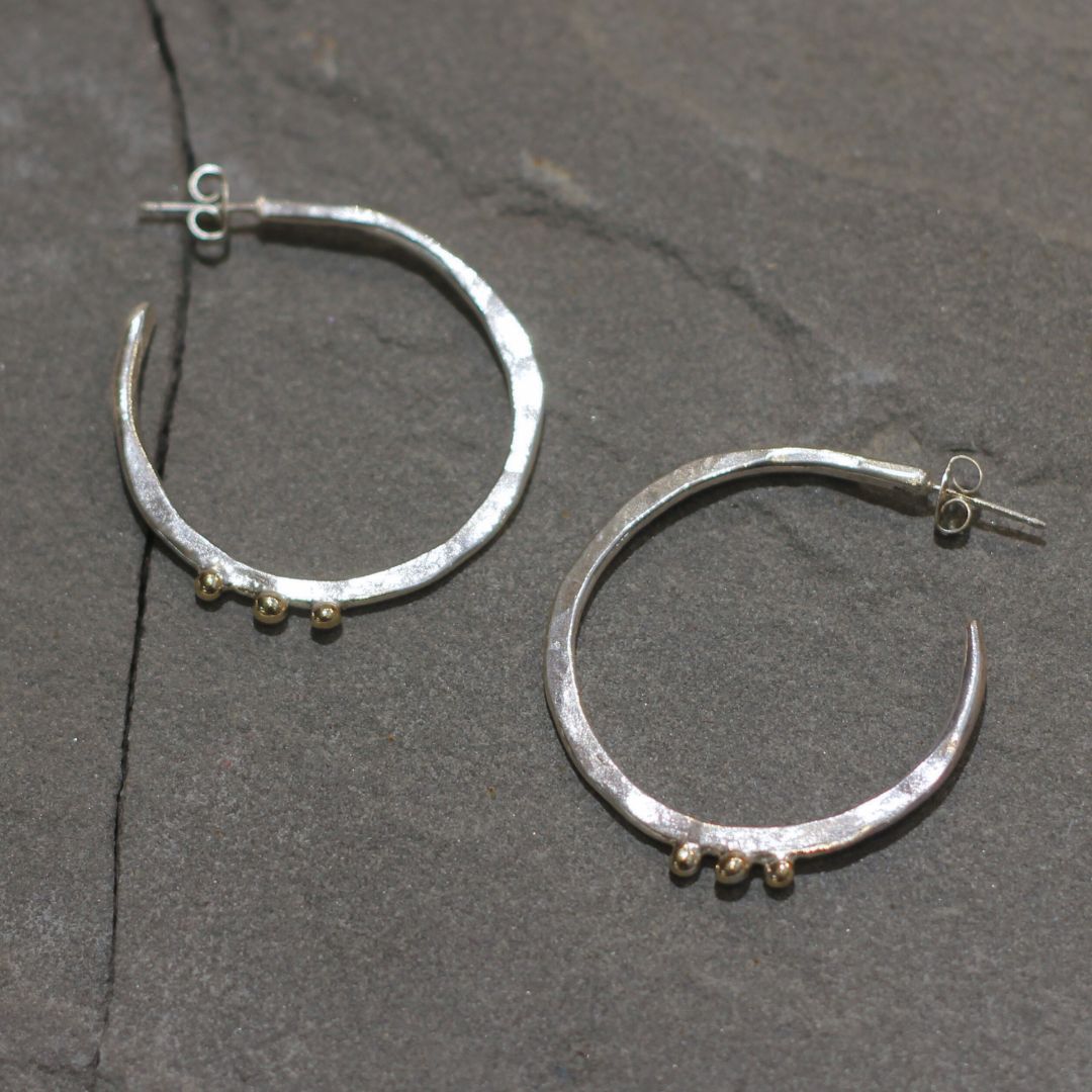 Silver & Gold dot Hoops