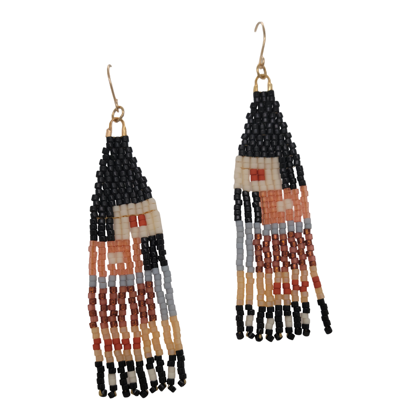 Black & Brown - Beaded Tassel Earrings