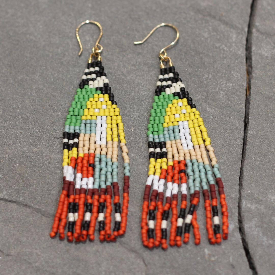 Red & Yellow - Beaded Tassel Earrings