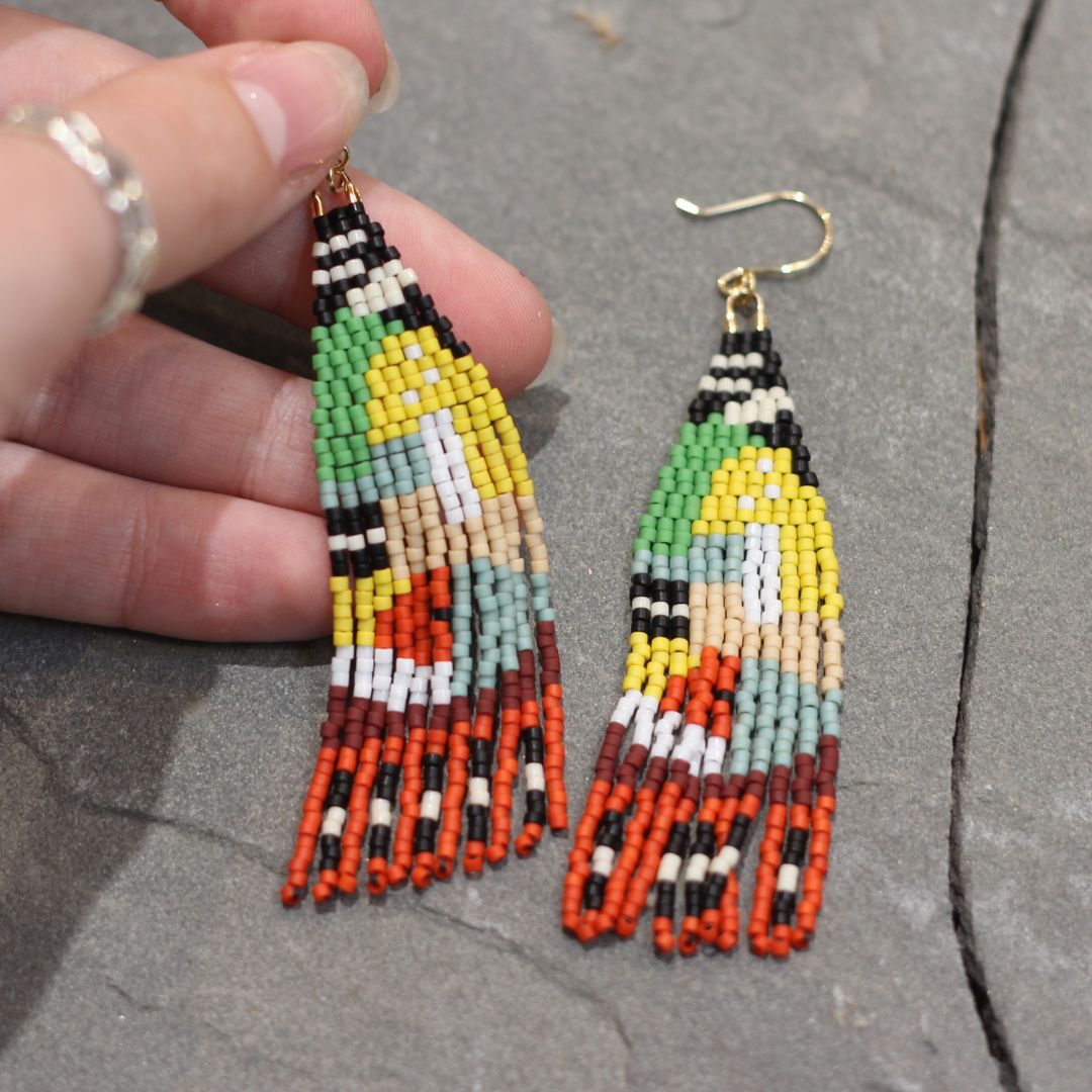 Red & Yellow - Beaded Tassel Earrings