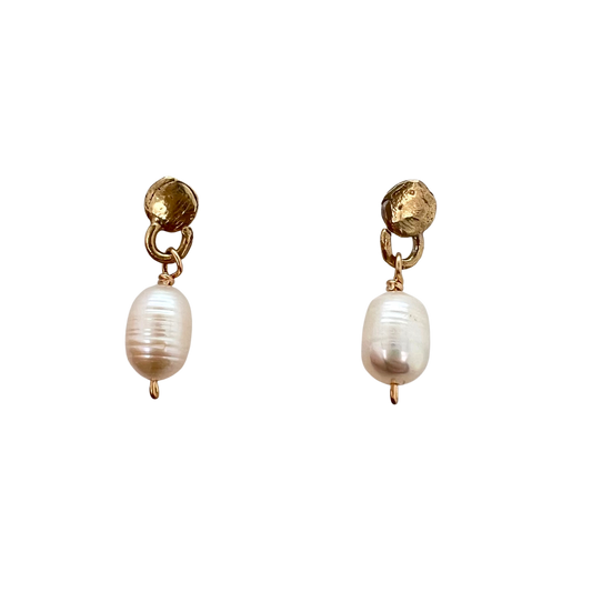 Brass Freshwater Pearl Earrings