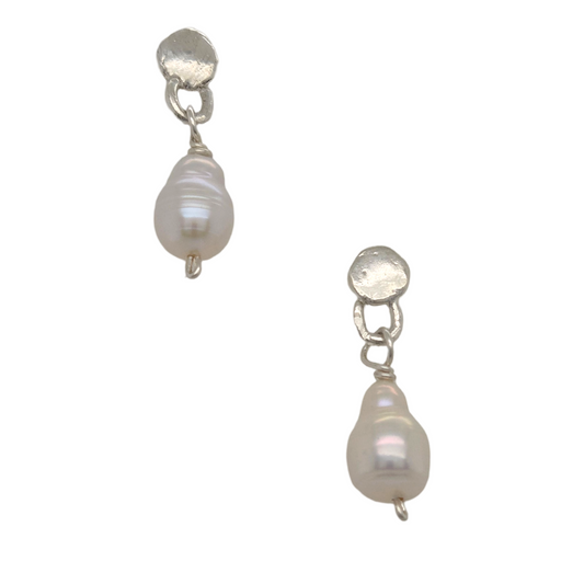 Freshwater Pearl Drop Earrings Silver