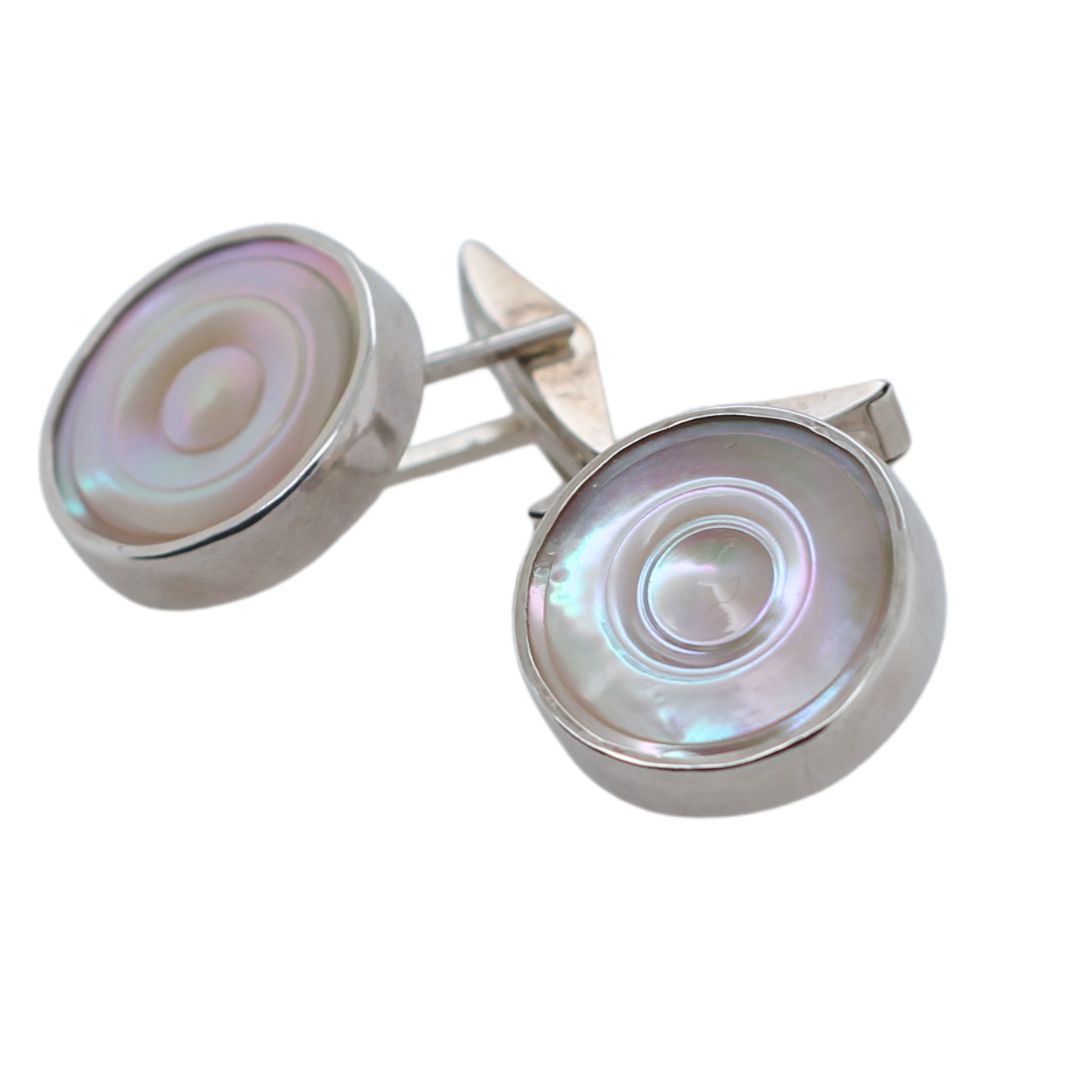 Carved Mother-of-Pearl Button Cufflinks