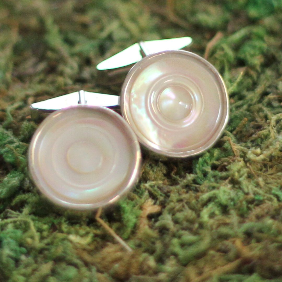 Carved Mother-of-Pearl Button Cufflinks