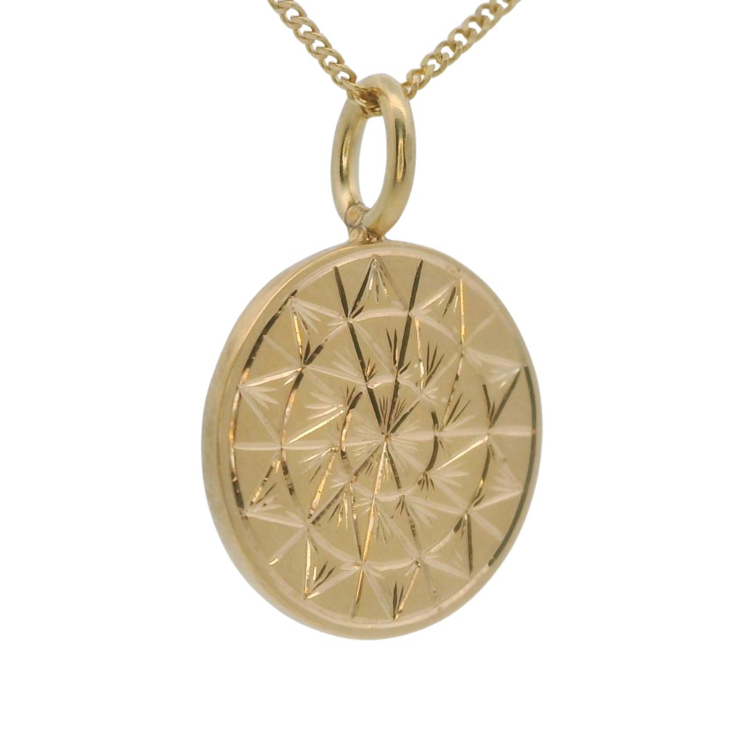 Large Mandala - Hand-Enagraved Gold Coin Necklace