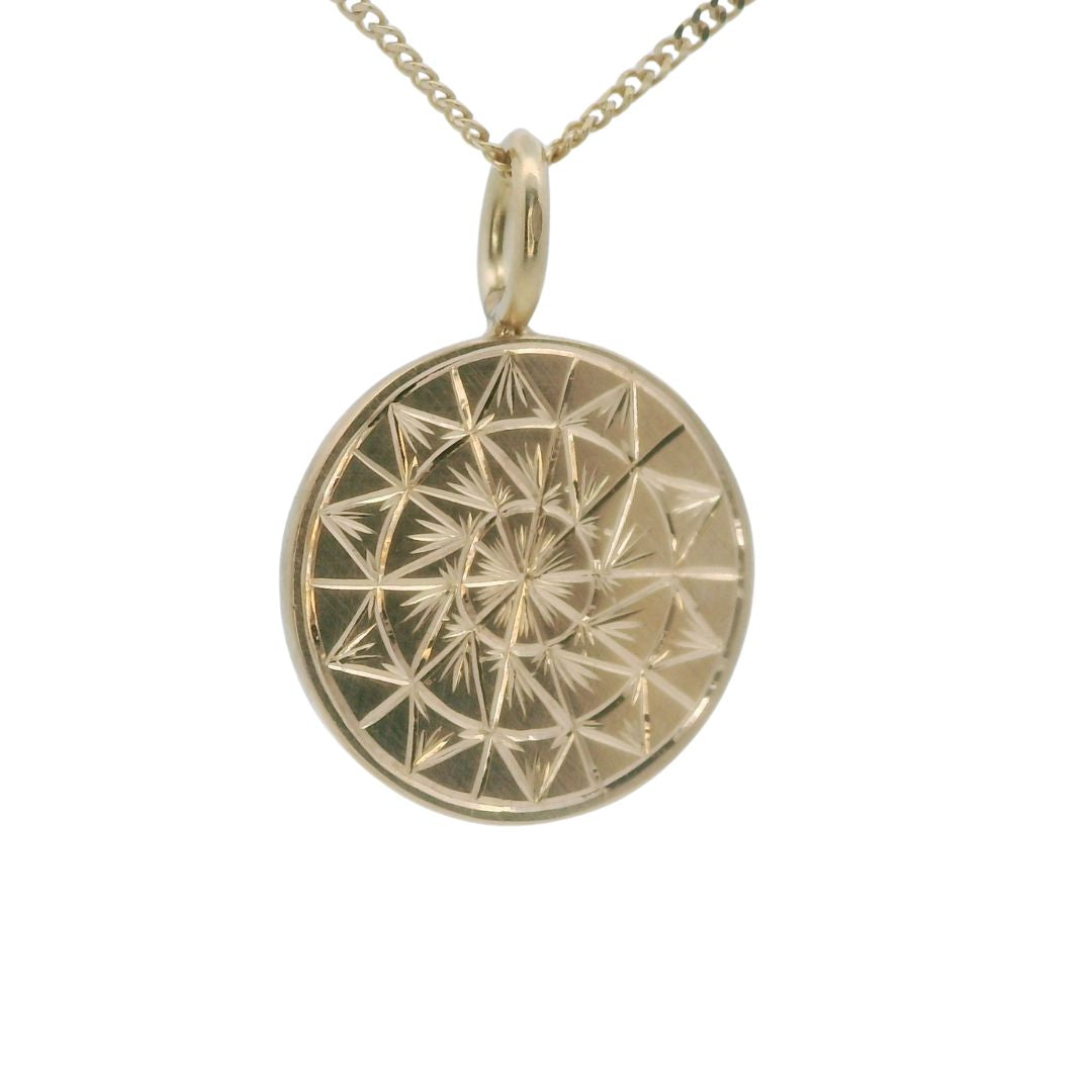 Small Mandala - Hand-Enagraved Gold Coin Necklace