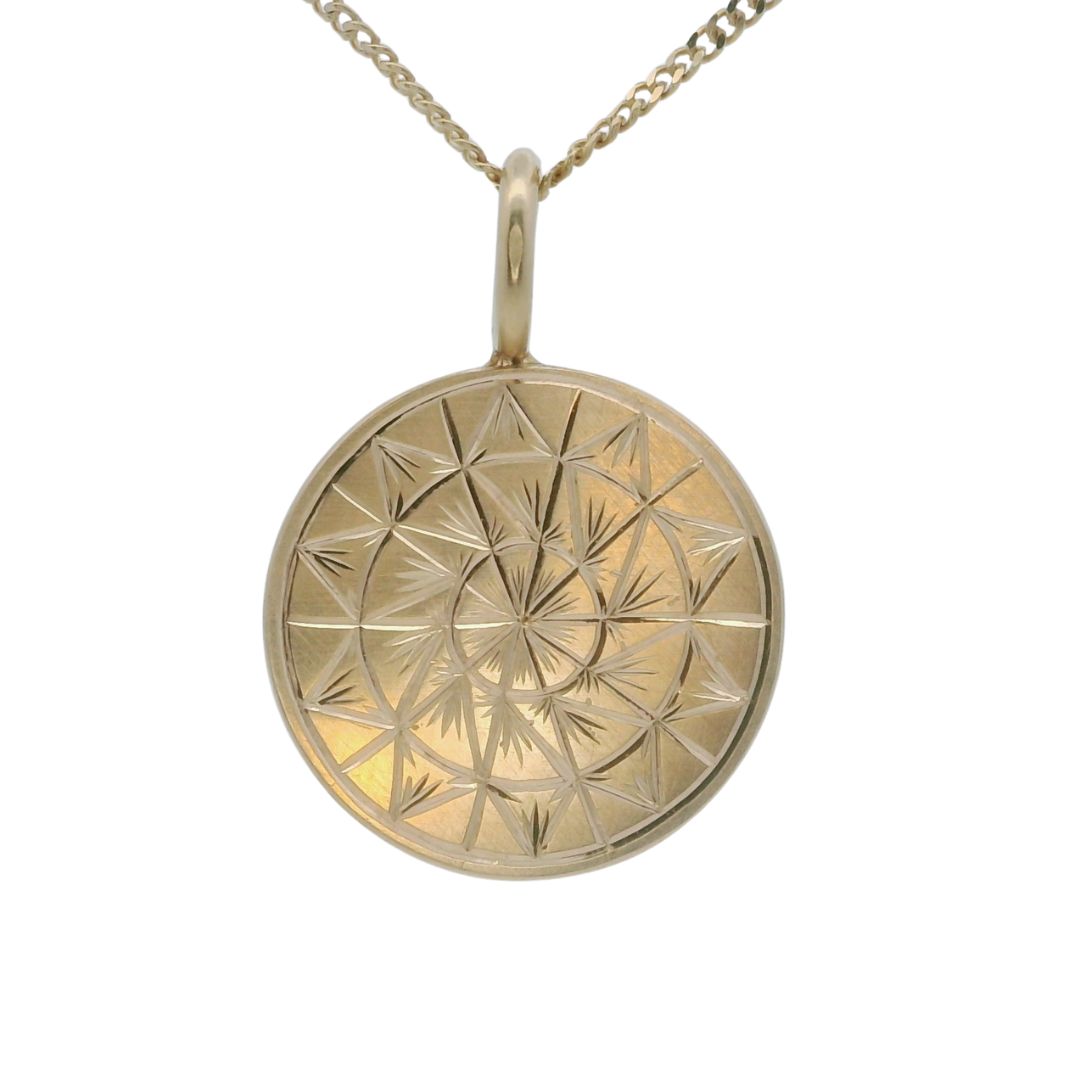 Small Mandala - Hand-Enagraved Gold Coin Necklace