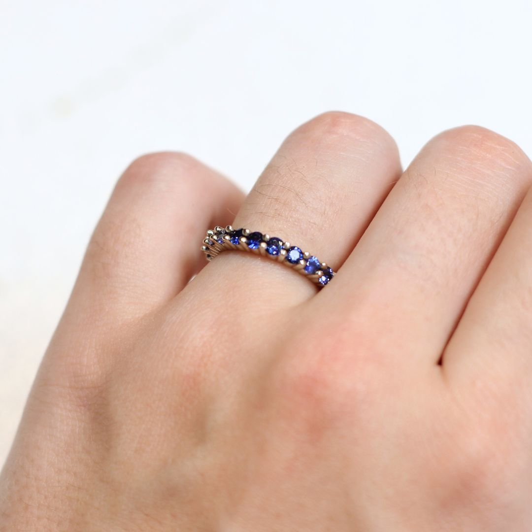 Blue Sapphire Half-Eternity Band