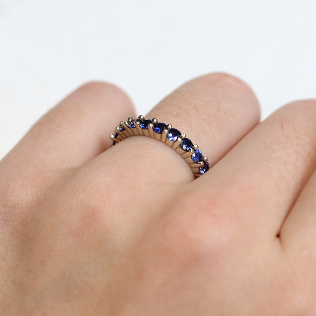 Blue Sapphire Half-Eternity Band