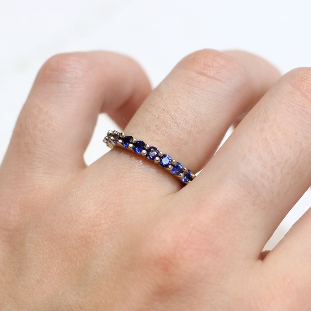 Blue Sapphire Half-Eternity Band