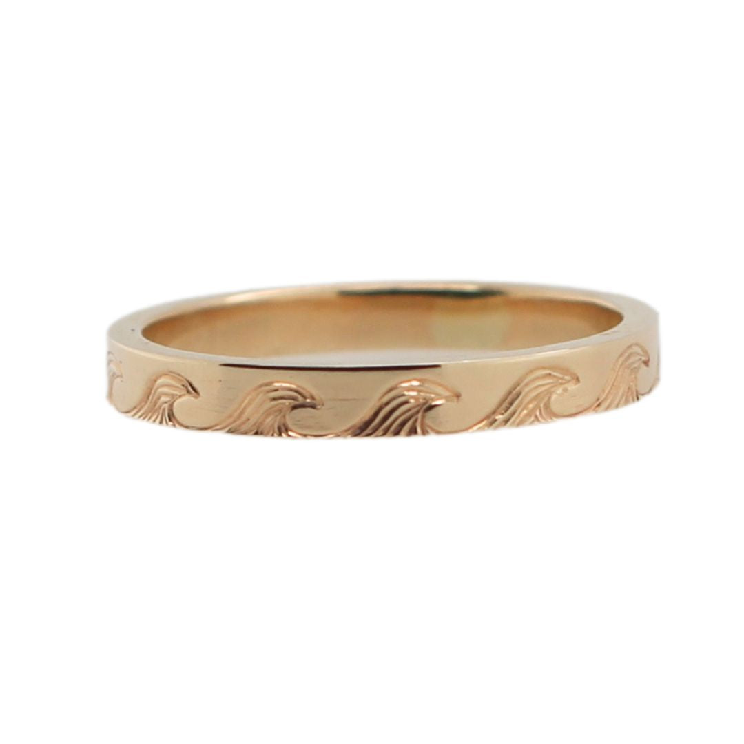 Waves - Hand-Engraved Gold Band