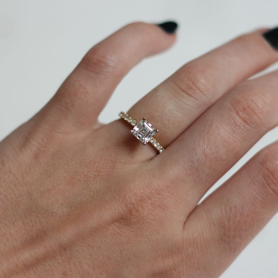 Asscher-Cut Moissanite Engagement Ring