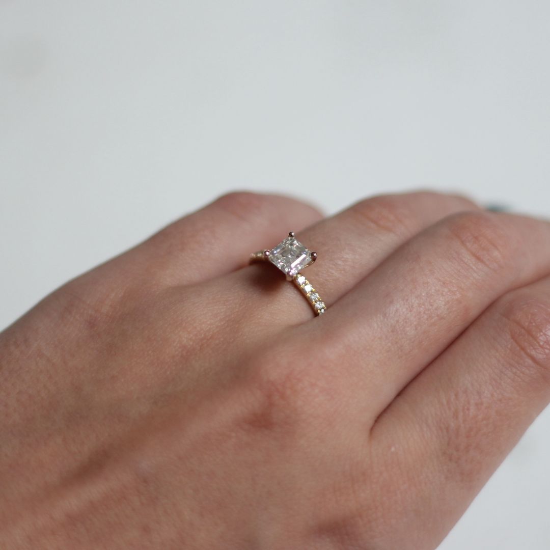 Asscher-Cut Moissanite Engagement Ring