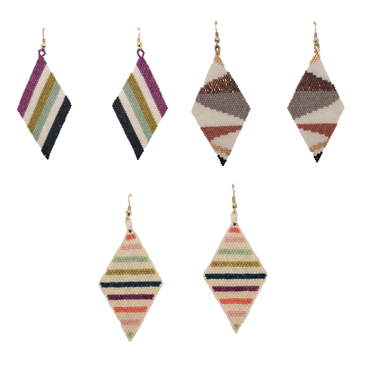 Geometric Diamaond Beaded Earrings