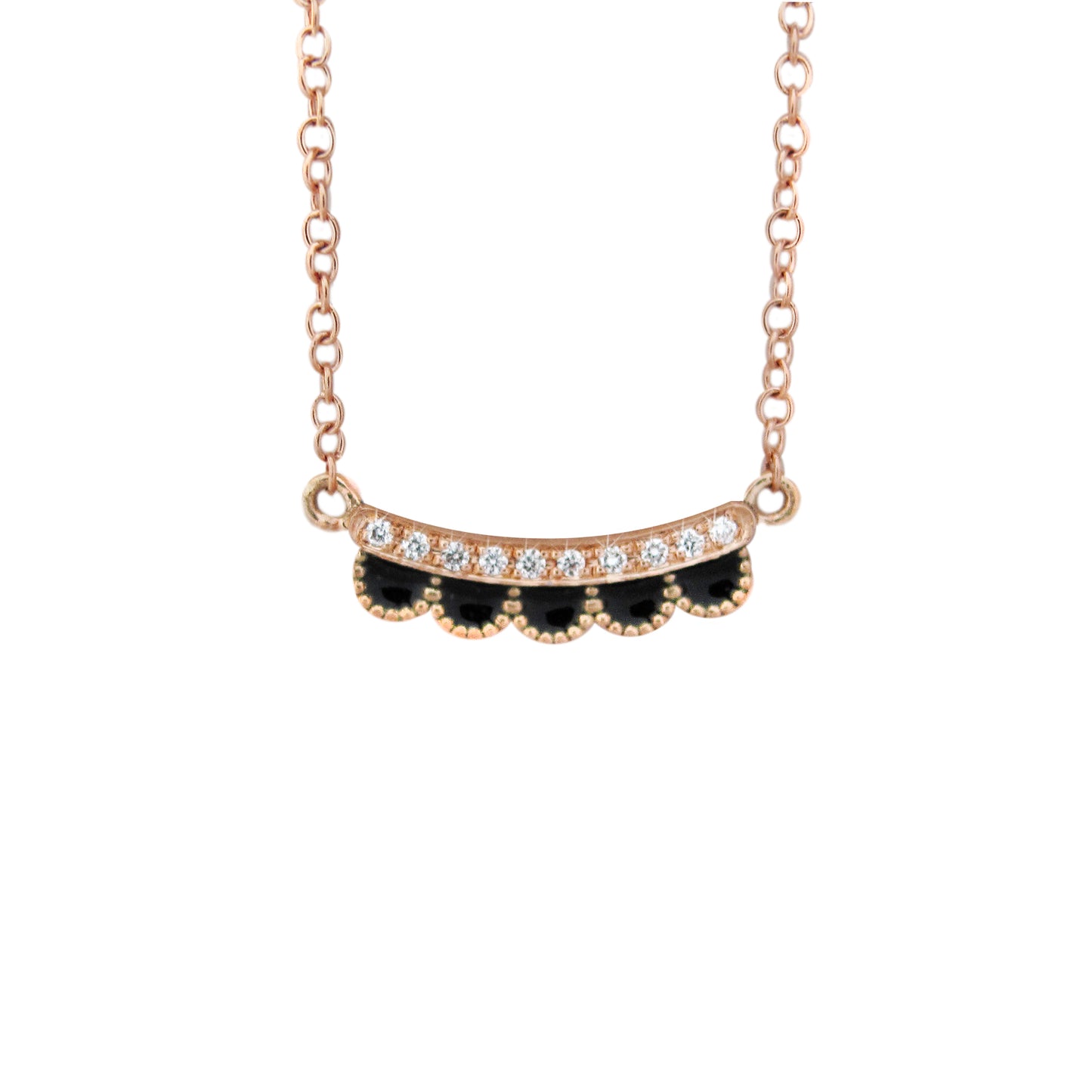 Rose-Gold Enamel Scallop Necklace